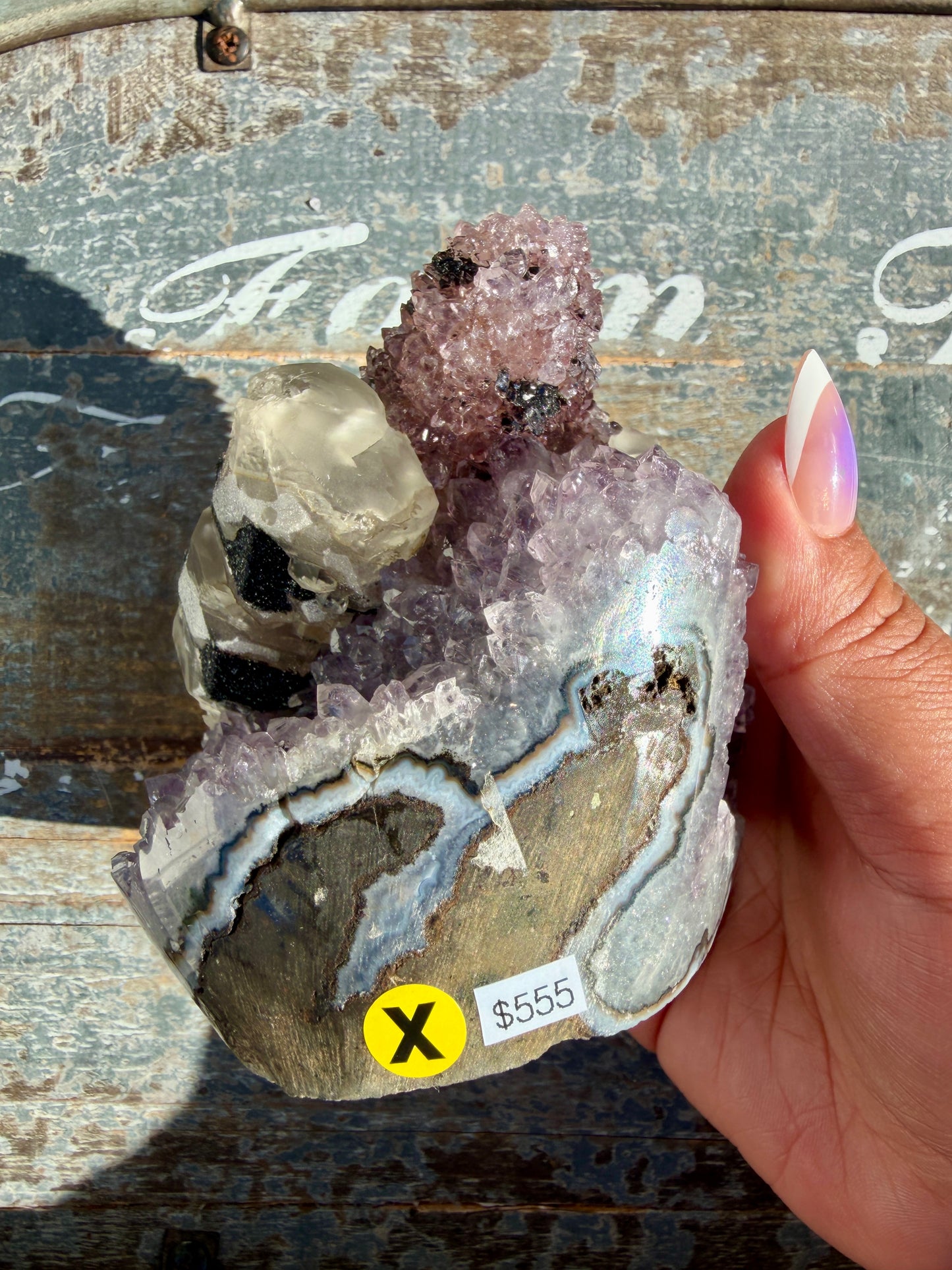 Gorgeous High Quality Amethyst with Calcite and Black Druzy | Brazil | Opt X