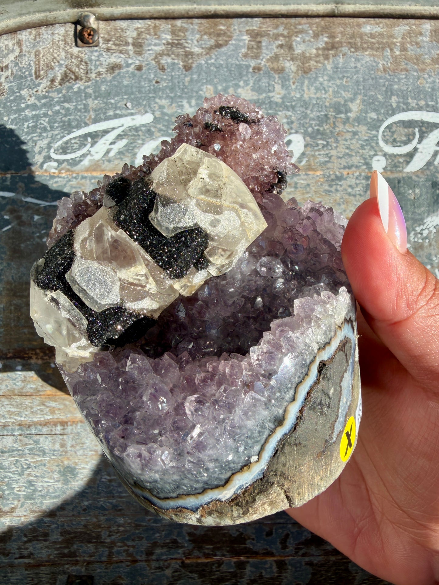 Gorgeous High Quality Amethyst with Calcite and Black Druzy | Brazil | Opt X