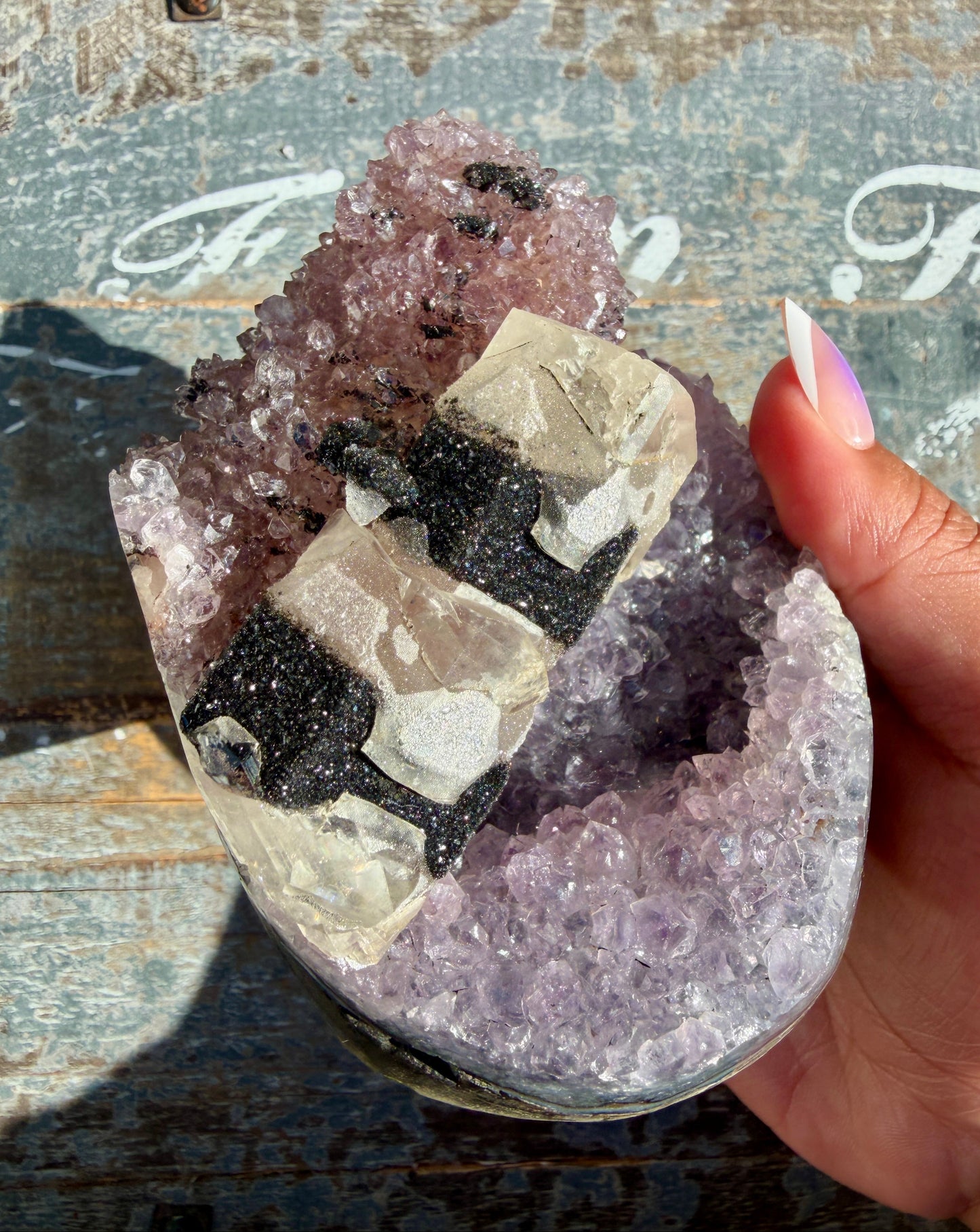 Gorgeous High Quality Amethyst with Calcite and Black Druzy | Brazil | Opt X