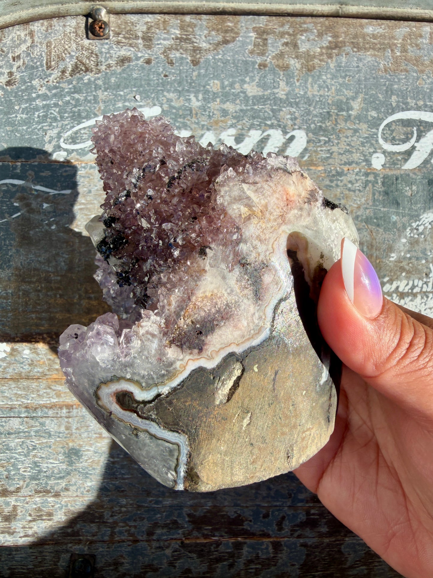 Gorgeous High Quality Amethyst with Calcite and Black Druzy | Brazil | Opt X