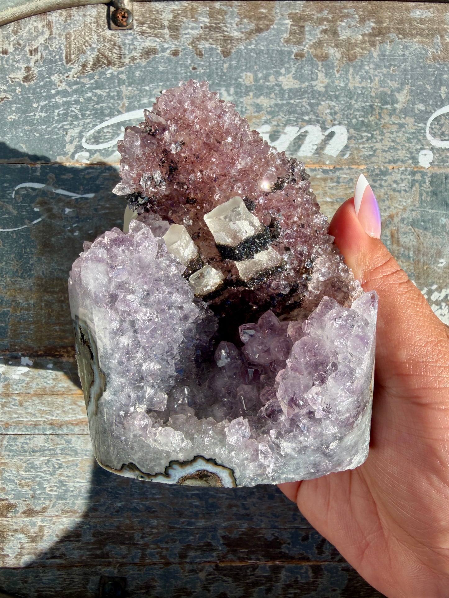 Gorgeous High Quality Amethyst with Calcite and Black Druzy | Brazil | Opt X