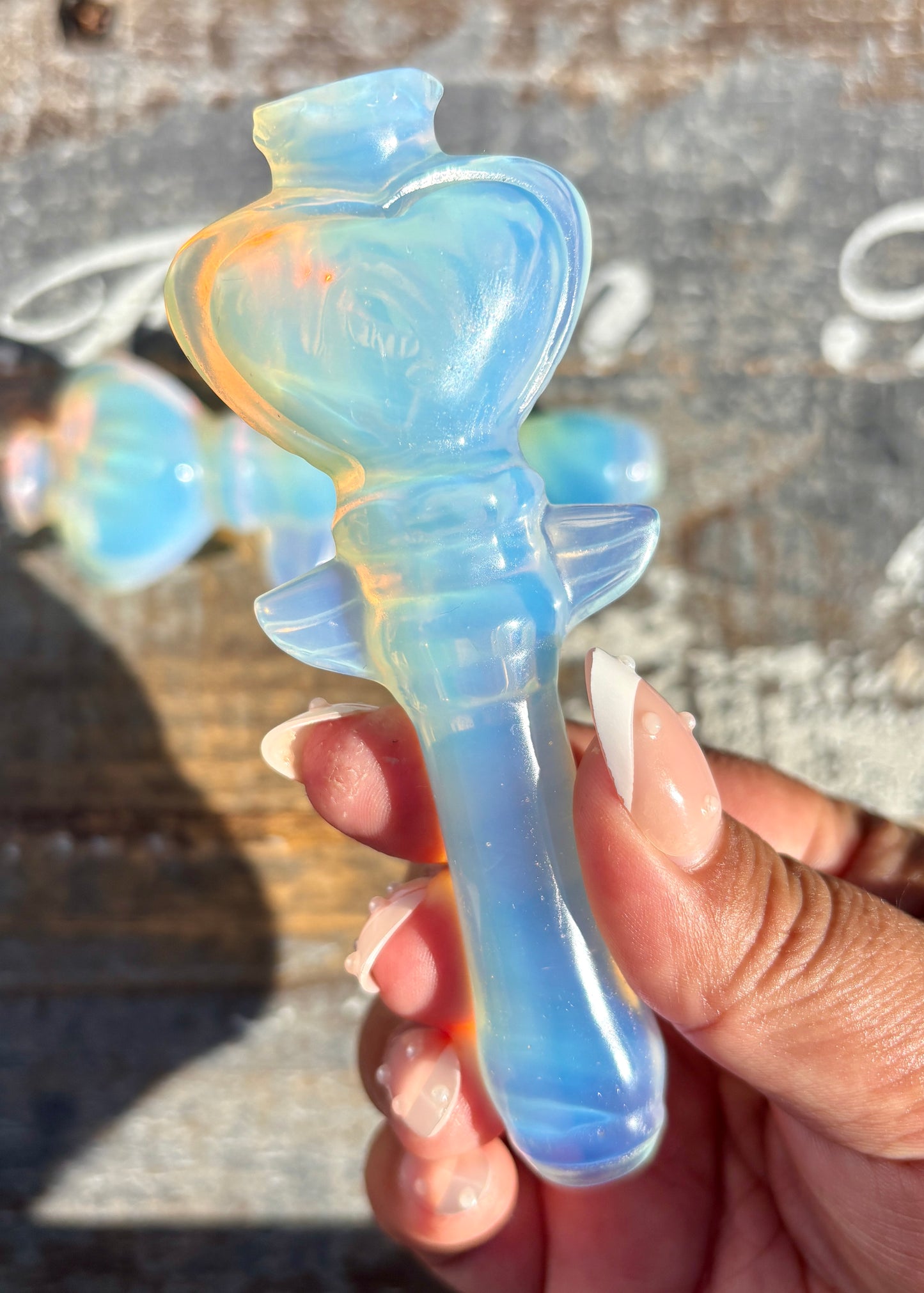 One (1) Opalite Heart Wand
