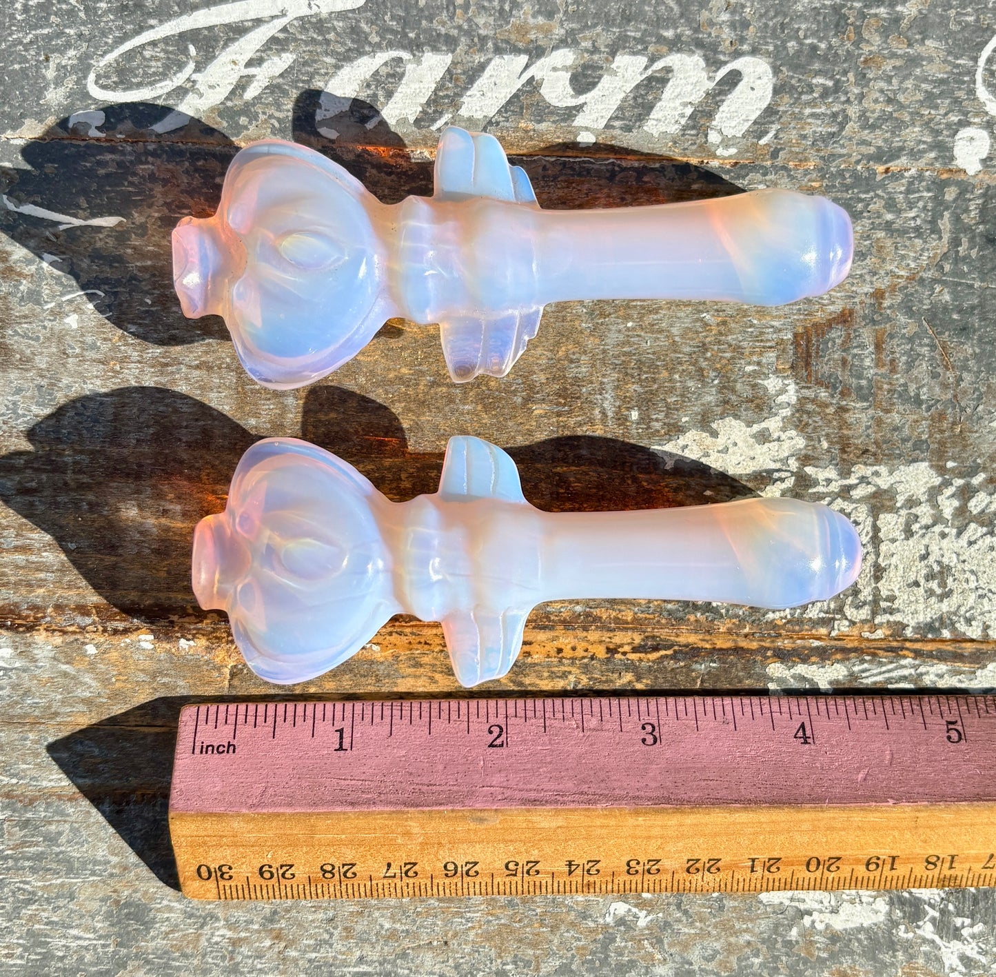 One (1) Pink Opalite Heart Wand