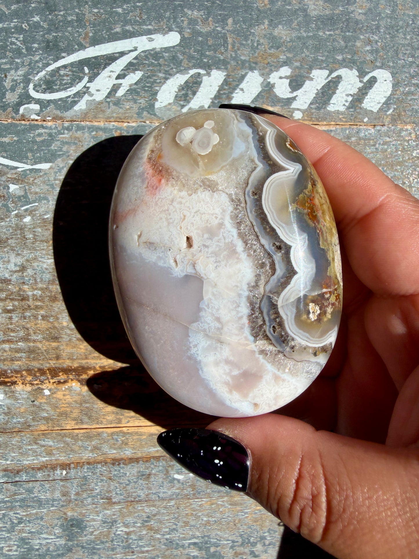 Gorgeous Scenic Moss Agate Palm Stone | Opt 74