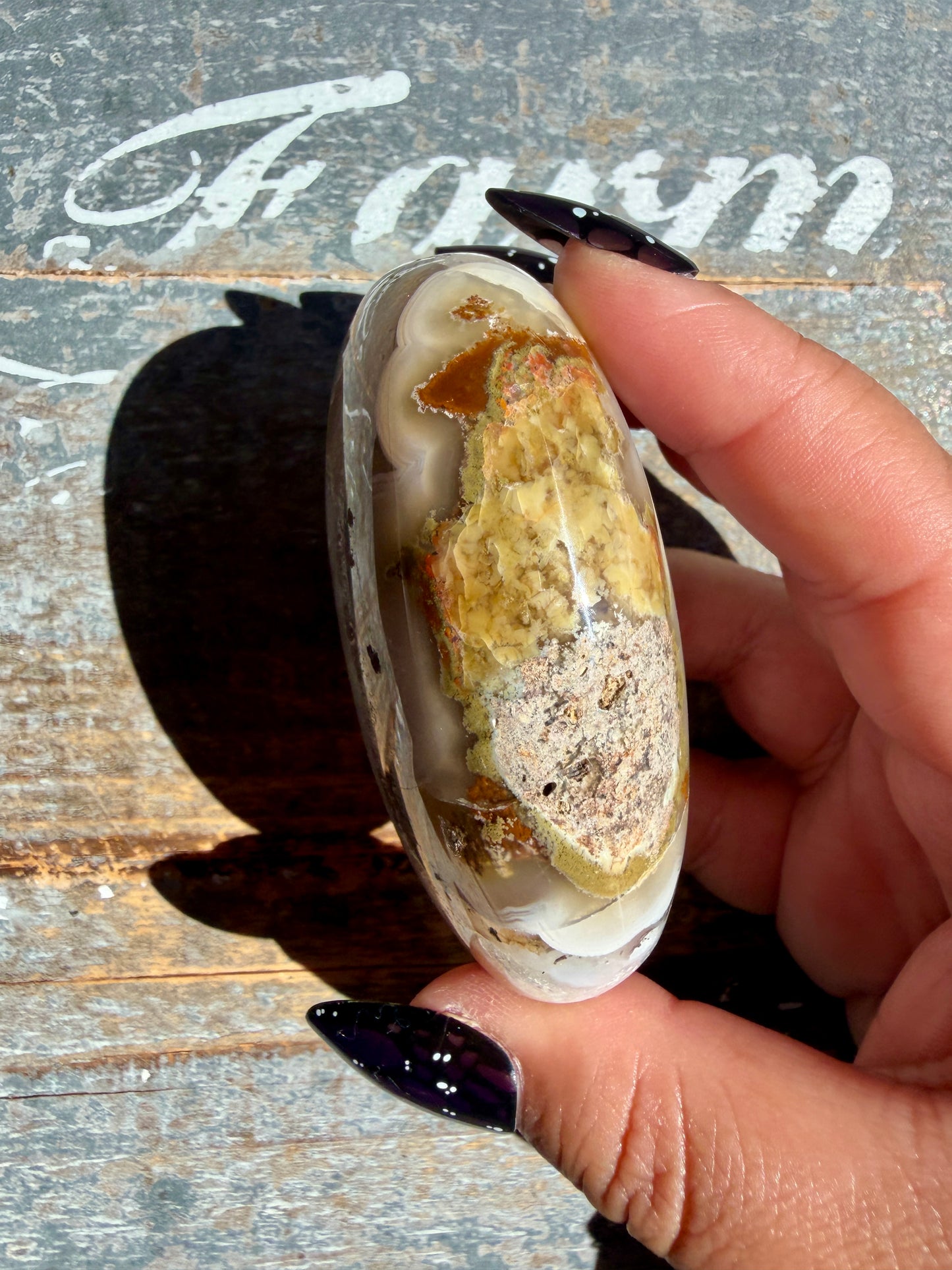 Gorgeous Scenic Moss Agate Palm Stone | Opt 74