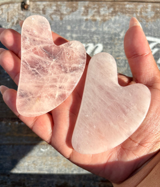 One (1) Rose Quartz Gua Sha Massage Tool