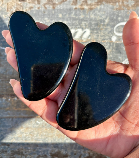 One (1) Obsidian Gua Sha Massage Tool