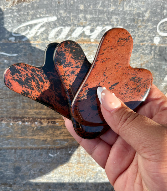 One (1) Mahogany Obsidian Gua Sha Massage Tool
