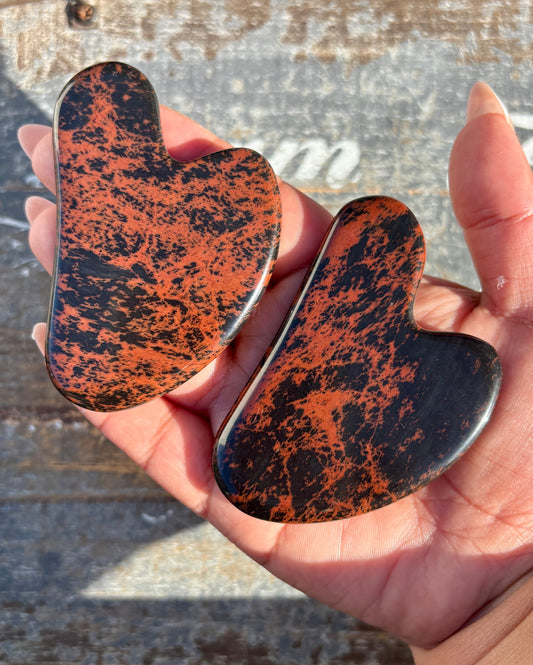 One (1) Mahogany Obsidian Gua Sha Massage Tool