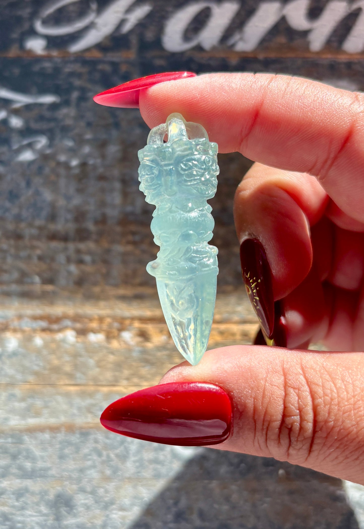 Gorgeous Aquamarine Phurba Dagger Carving