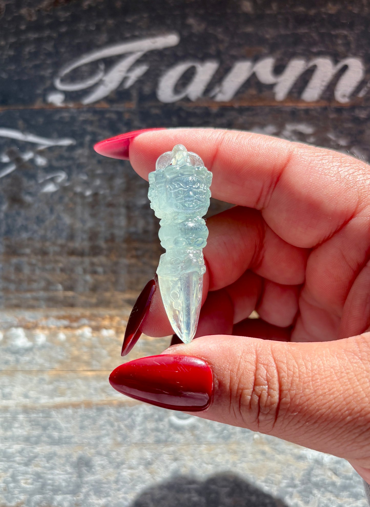 Gorgeous Aquamarine Phurba Dagger Carving