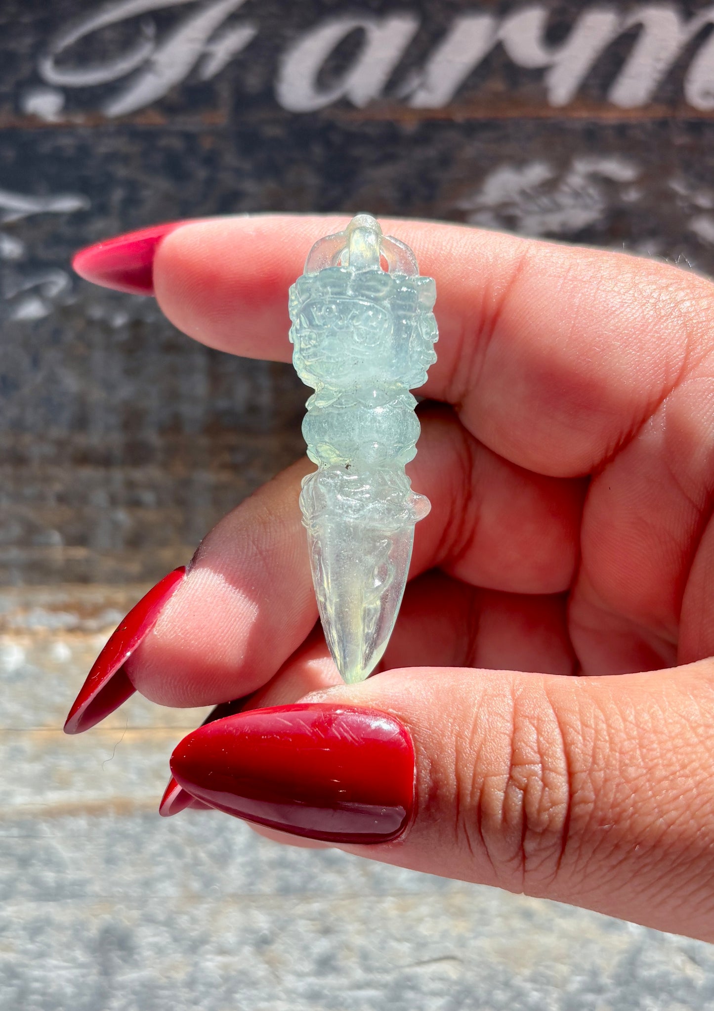 Gorgeous Aquamarine Phurba Dagger Carving