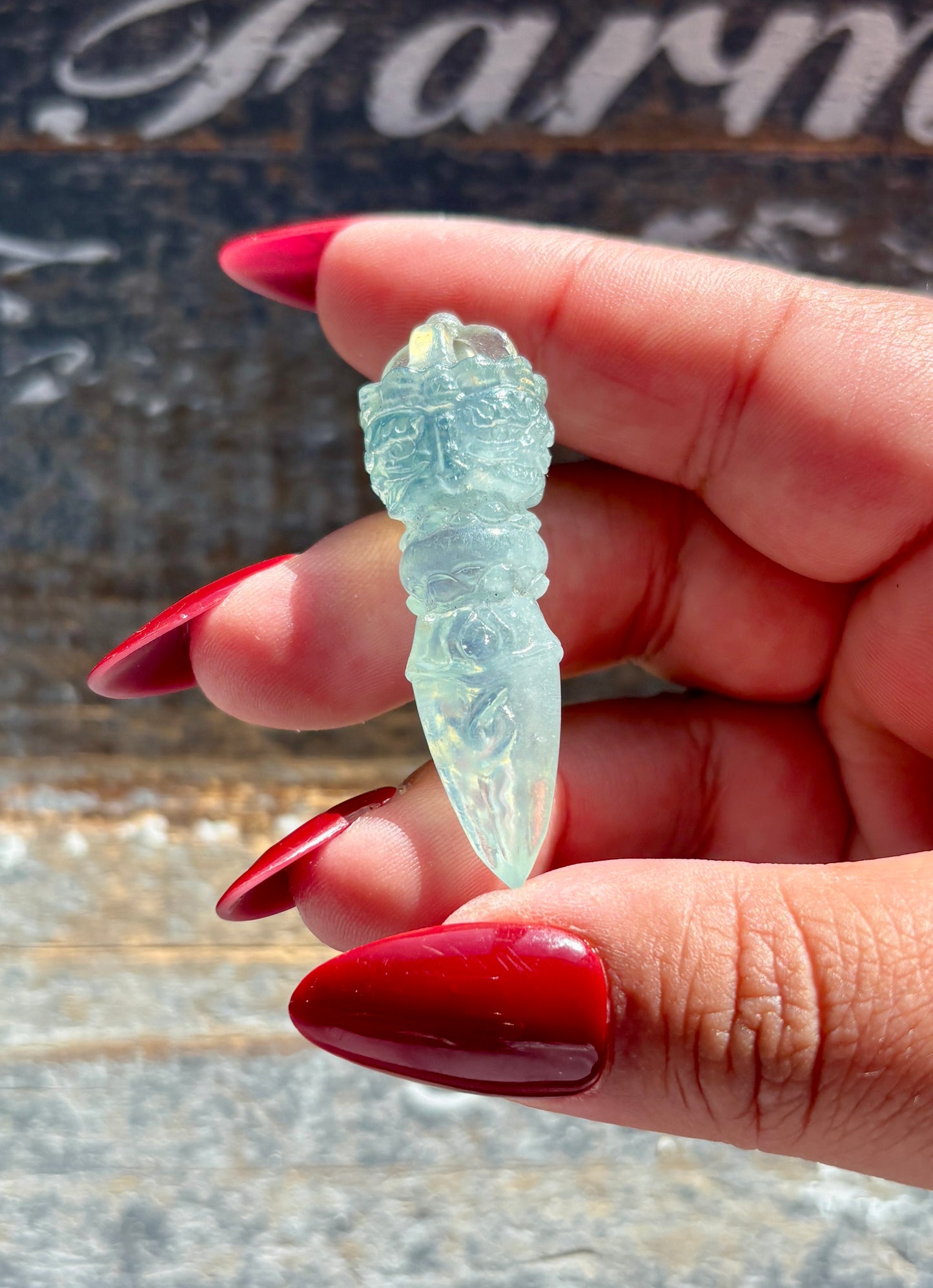 Gorgeous Aquamarine Phurba Dagger Carving