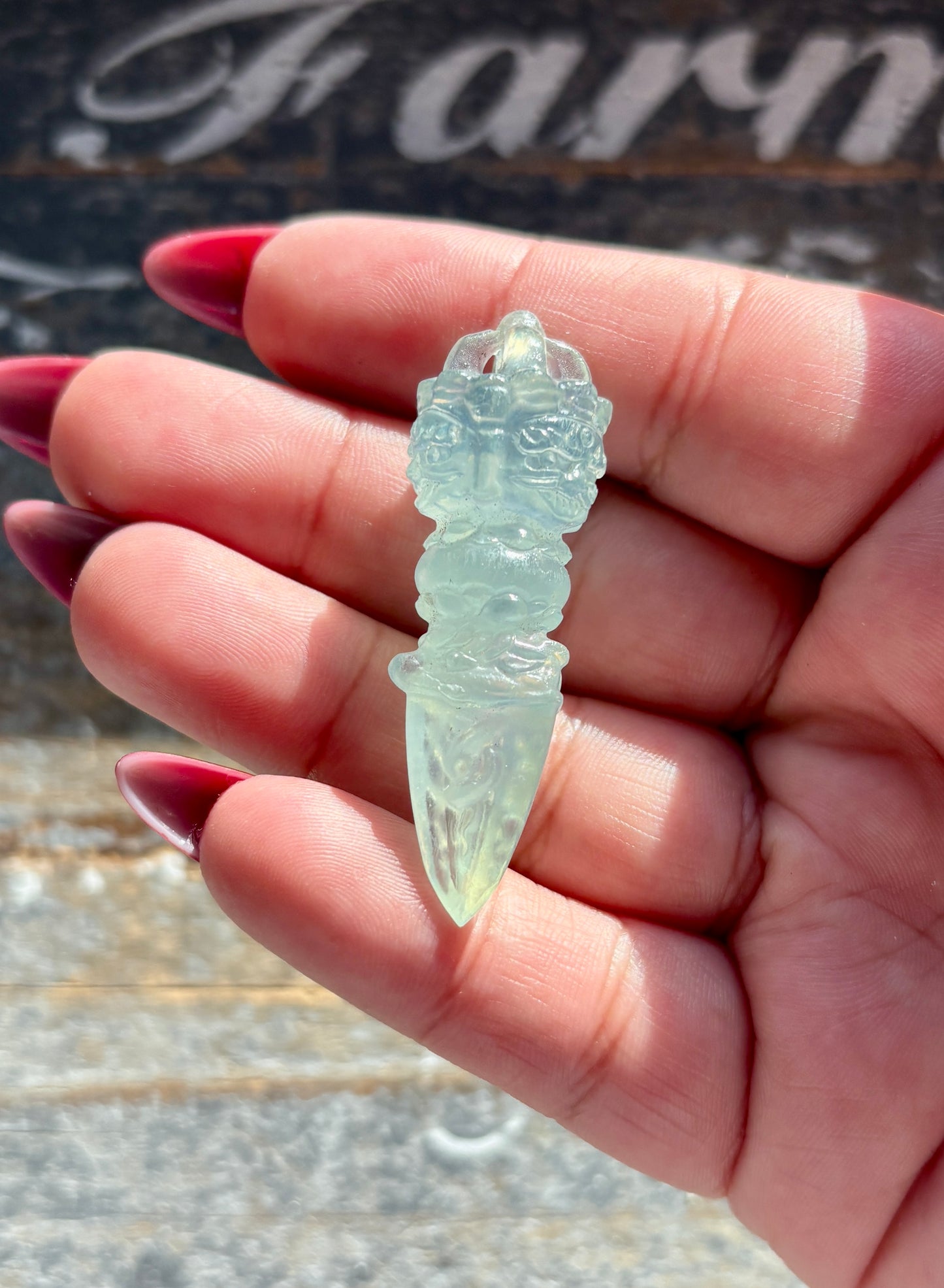 Gorgeous Aquamarine Phurba Dagger Carving