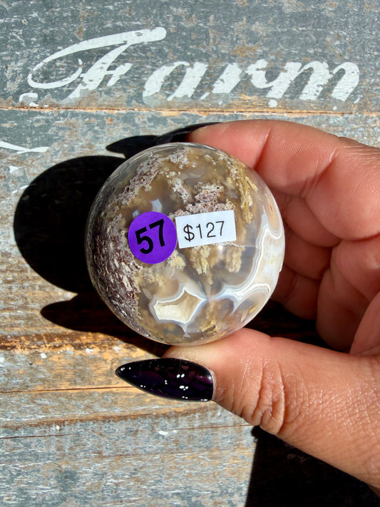 Gorgeous Scenic Moss Agate Sphere | Opt 57