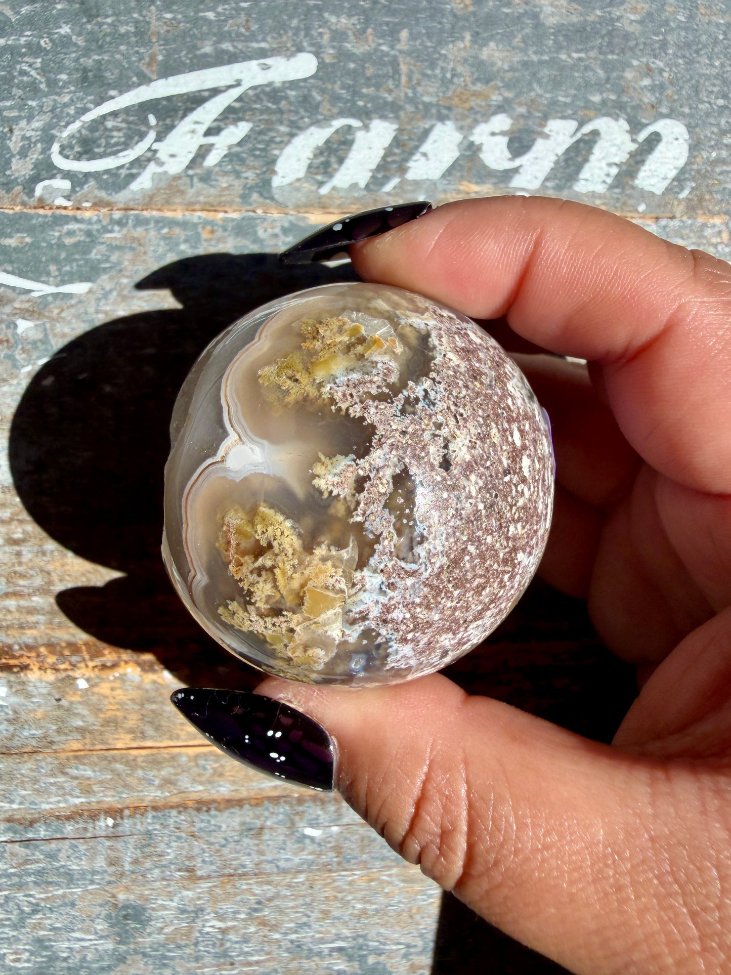 Gorgeous Scenic Moss Agate Sphere | Opt 57