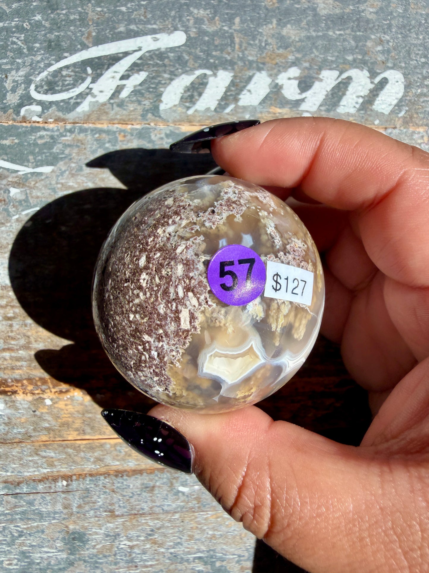 Gorgeous Scenic Moss Agate Sphere | Opt 57