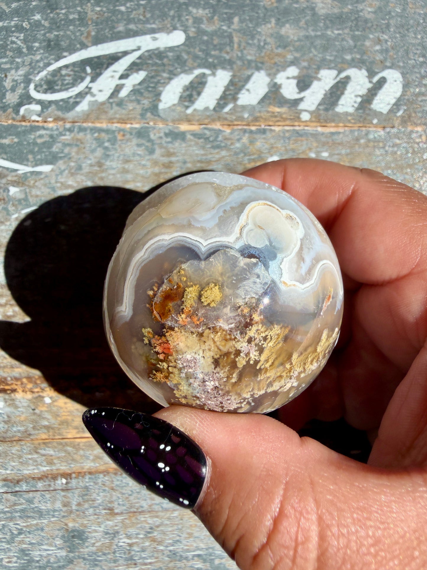 Gorgeous Scenic Moss Agate Sphere | Opt 57