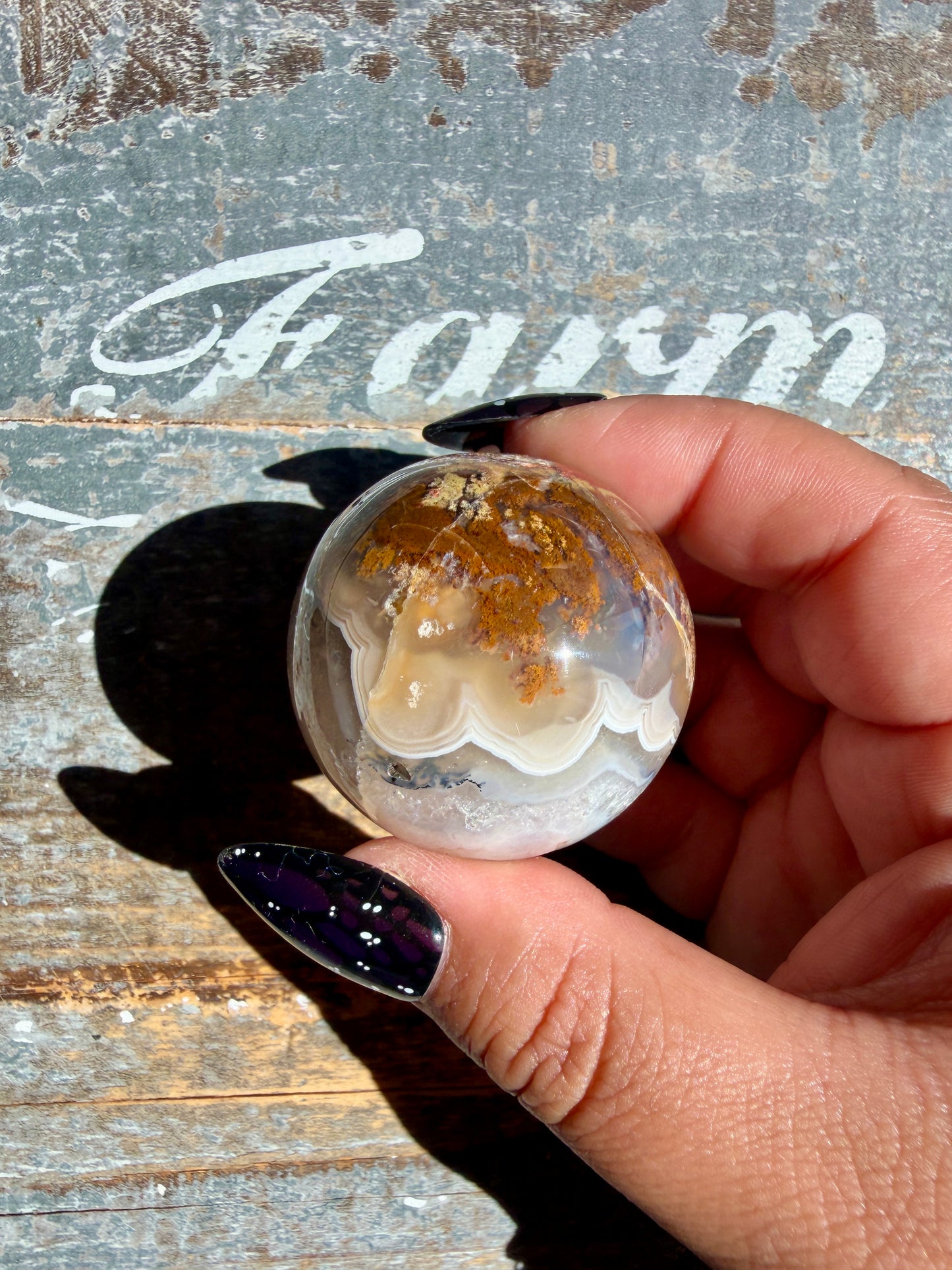 Gorgeous Scenic Moss Agate Sphere | Opt 53