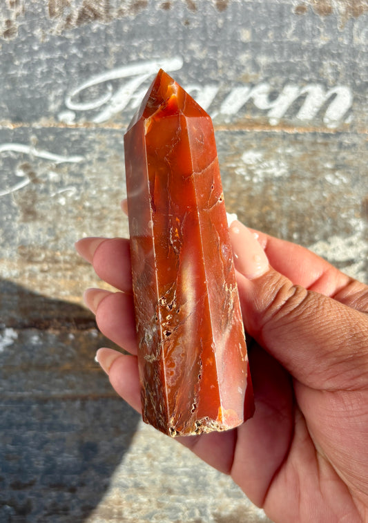 Gorgeous Moss Agate/Carnelian Tower | Opt Y