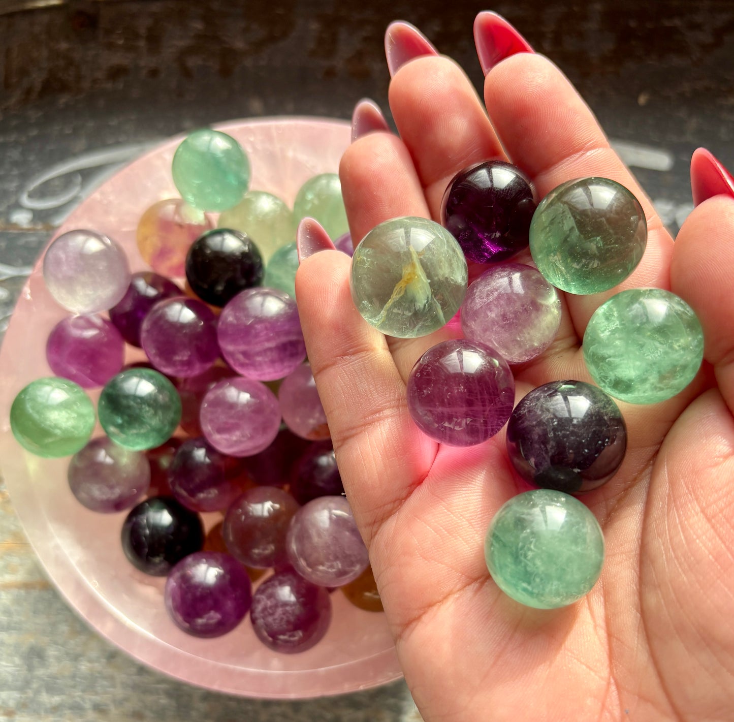 One (1) Rainbow Fluorite Mini Sphere - NO REQUESTS