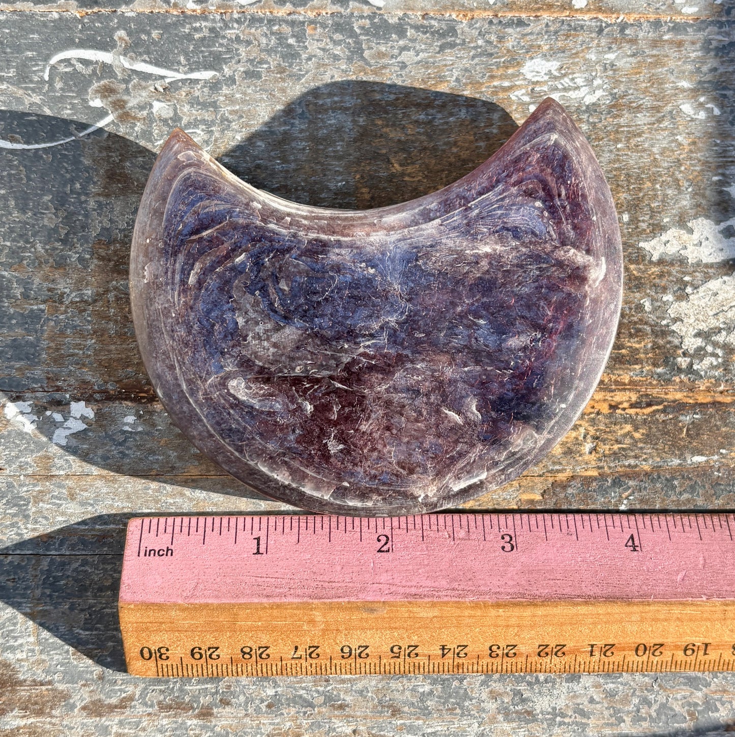 High Grade Gem Lepidolite Moon | Gold Display Stand Included | Opt 2