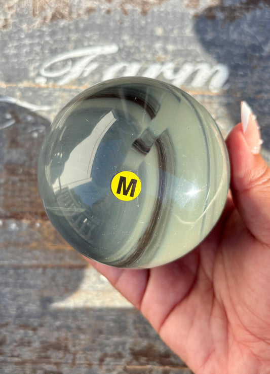Rare Platinum Obsidian Large Sphere from Mexico | Opt M
