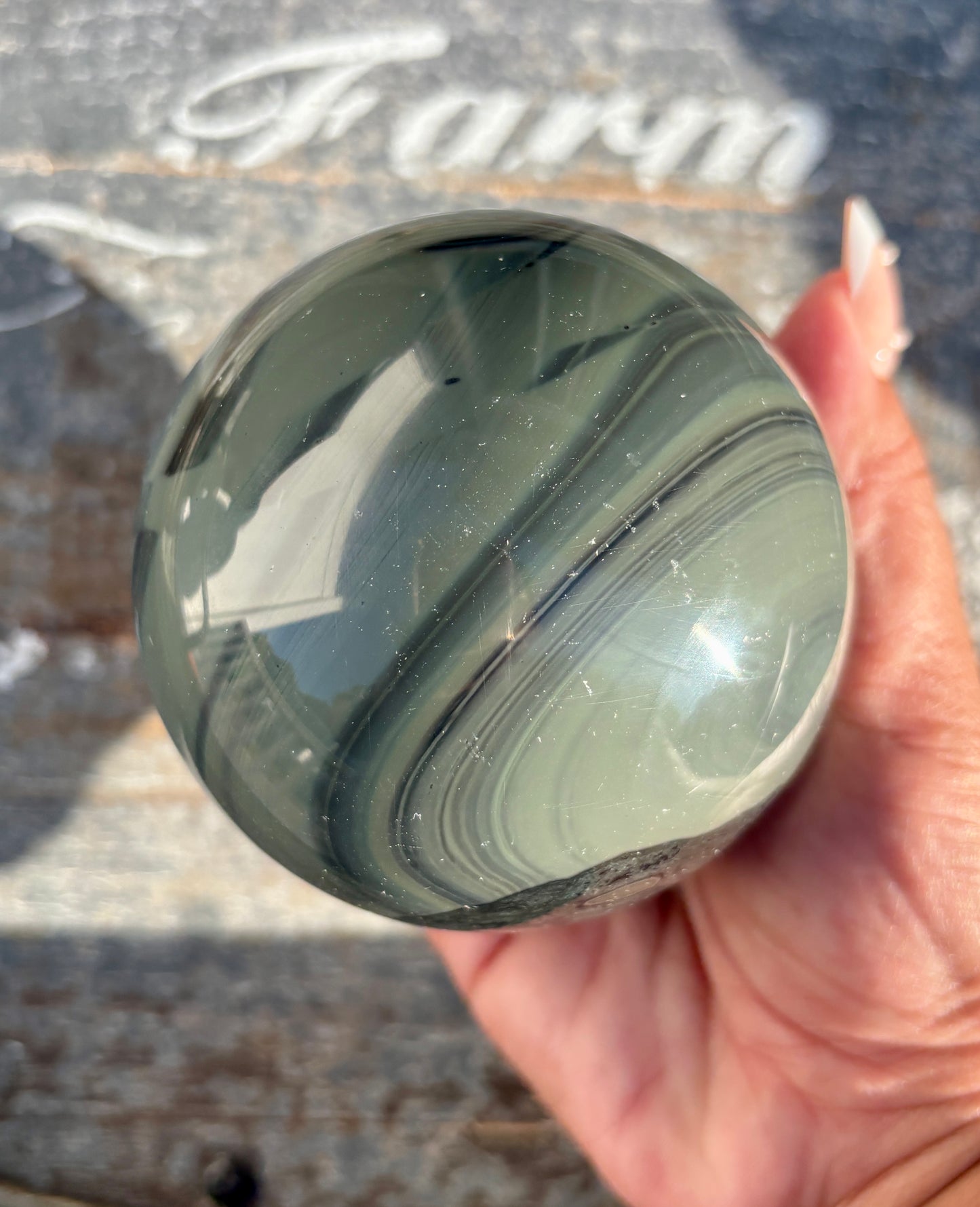 Rare Platinum Obsidian Large Sphere from Mexico | Opt M