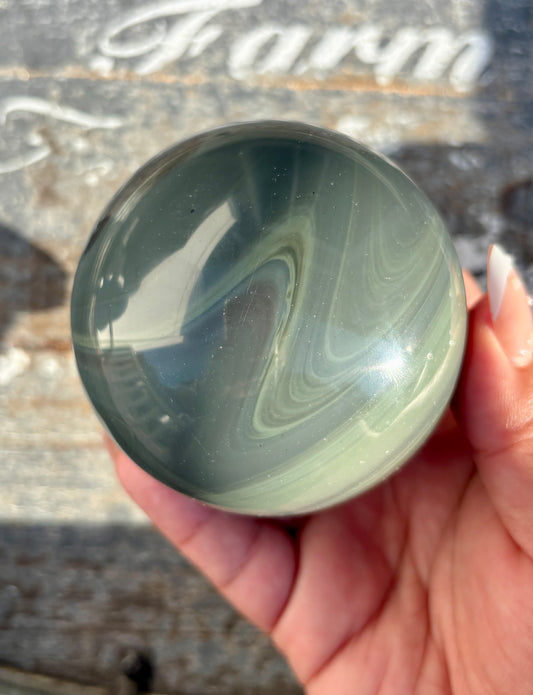 Rare Platinum Obsidian Large Sphere from Mexico | Opt O