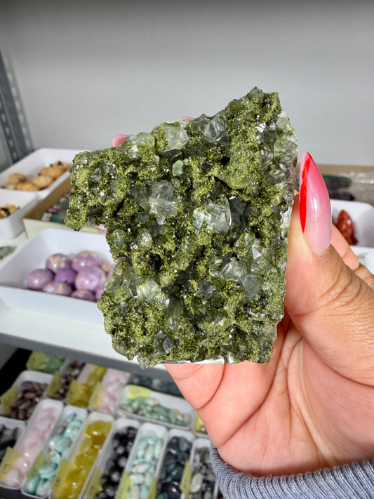 Gorgeous Epidote In Quartz Specimen | Turkey | Opt 96