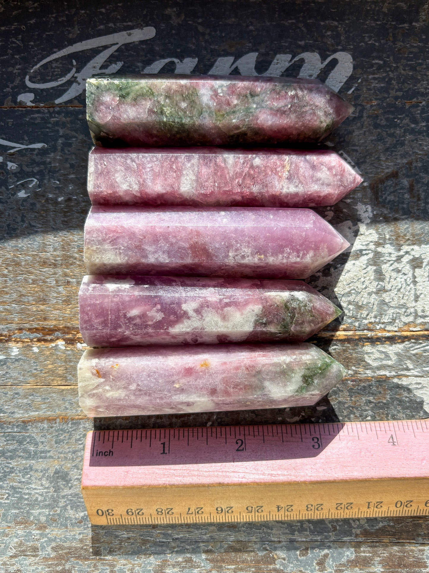 One (1) Green and Pink Tourmaline in Quartz Towers (Intuitively Chosen)