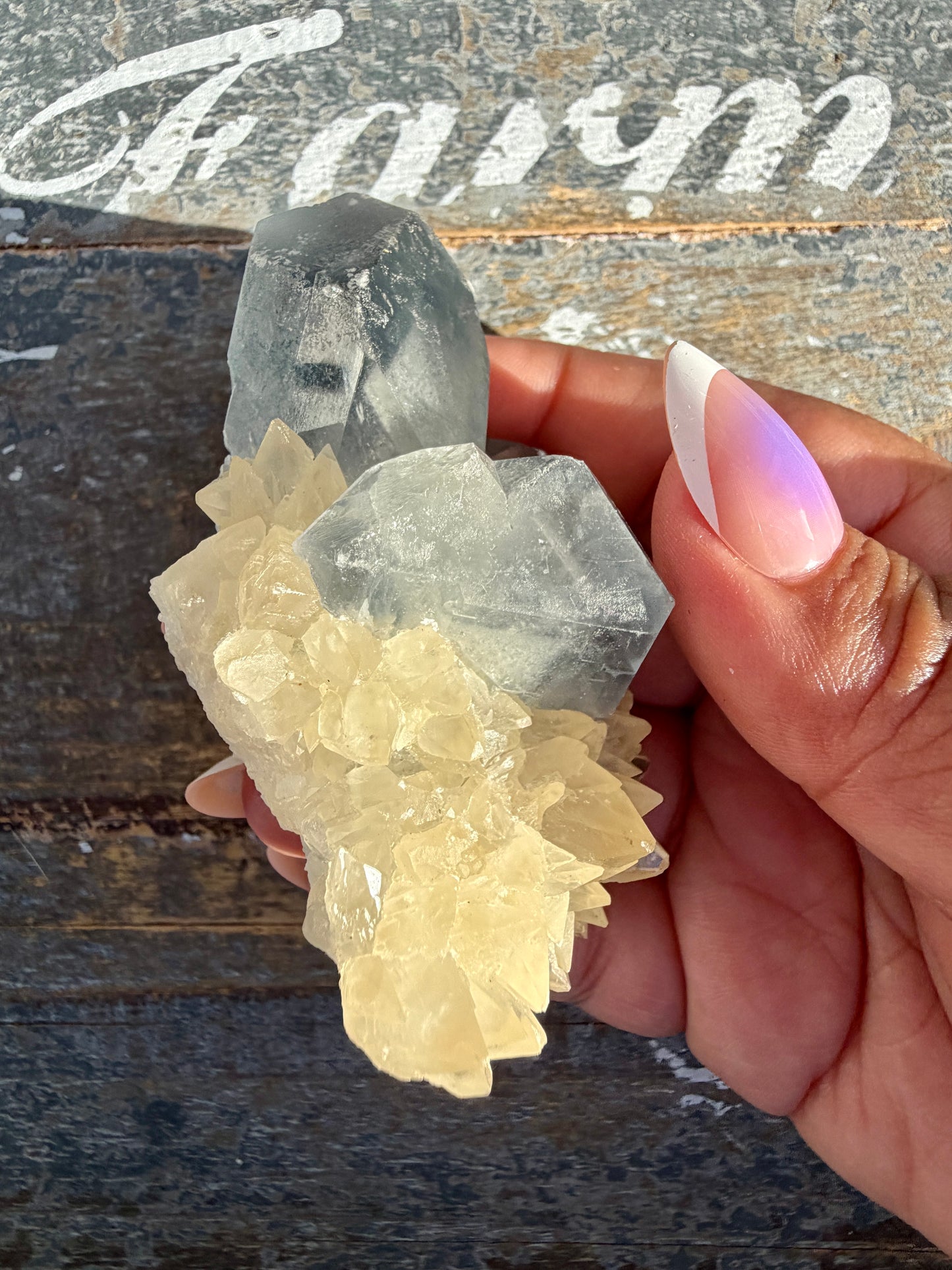 Gorgeous 1995 Celestine with Dogtooth Calcite from Afghanistan | Opt Y