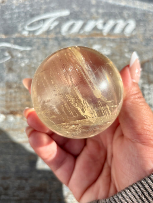 Gorgeous Optical Honey Calcite Sphere | C