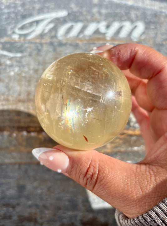 Gorgeous Optical Honey Calcite Sphere | E