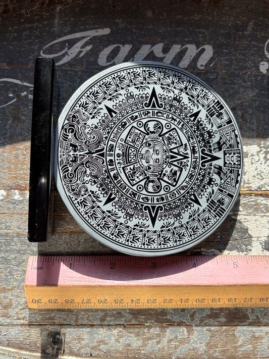 Gorgeous Obsidian Embossed Mayan Calendar from Mexico