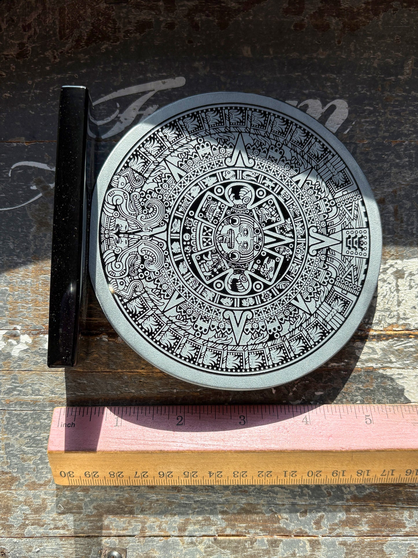 Gorgeous Obsidian Embossed Mayan Calendar from Mexico