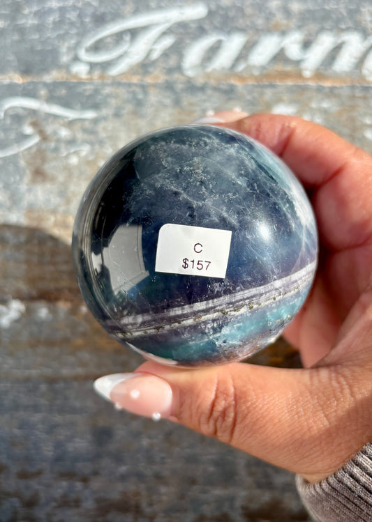 Gorgeous Blue Fluorite with Pyrite Sphere | Opt C