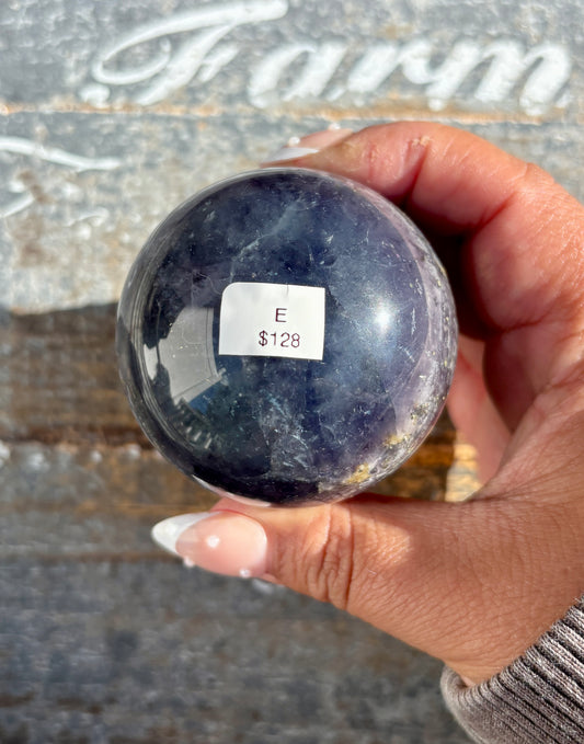 Gorgeous Blue Fluorite with Pyrite Sphere | Opt E