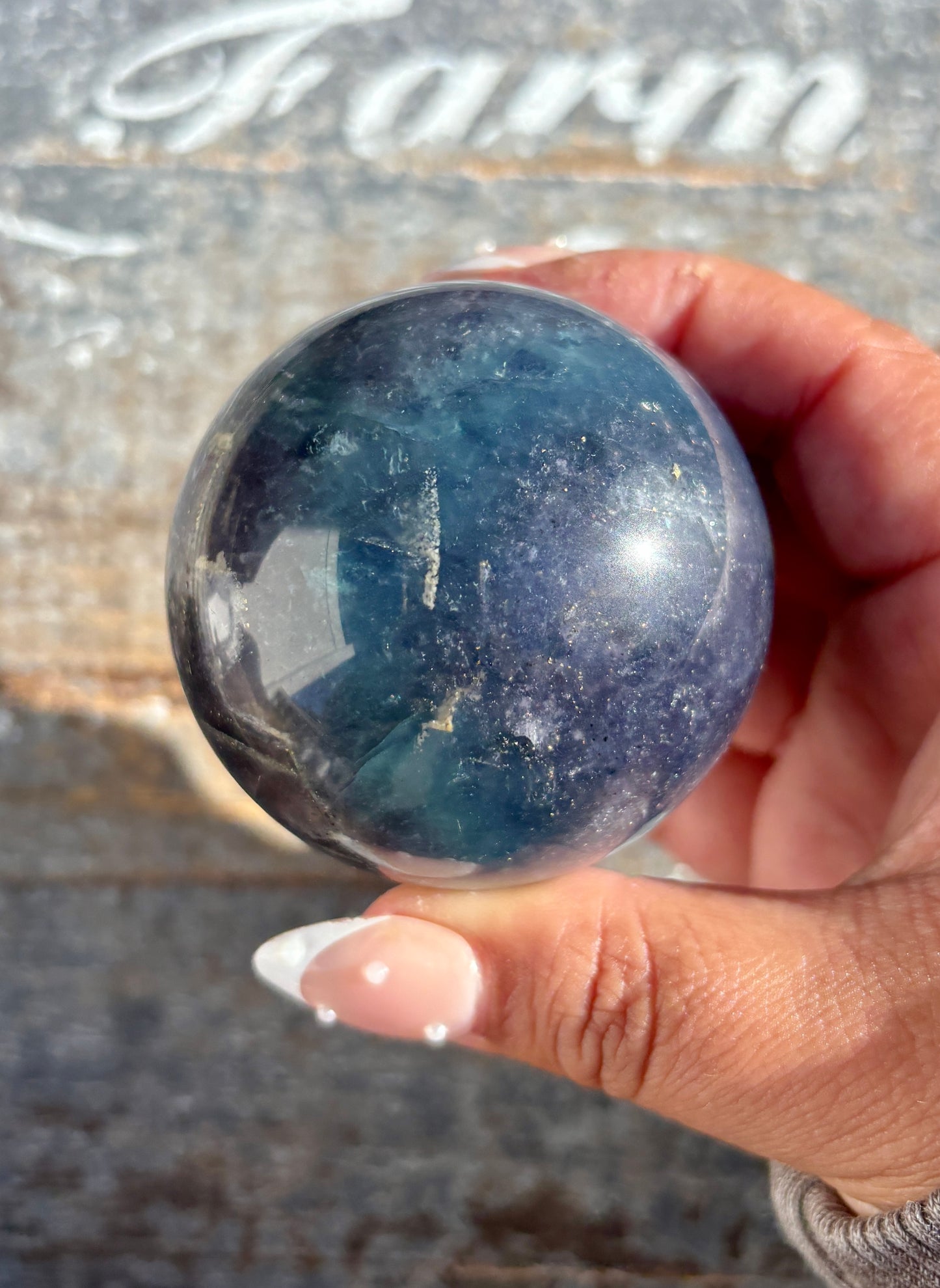 Gorgeous Blue Fluorite with Pyrite Sphere | Opt E