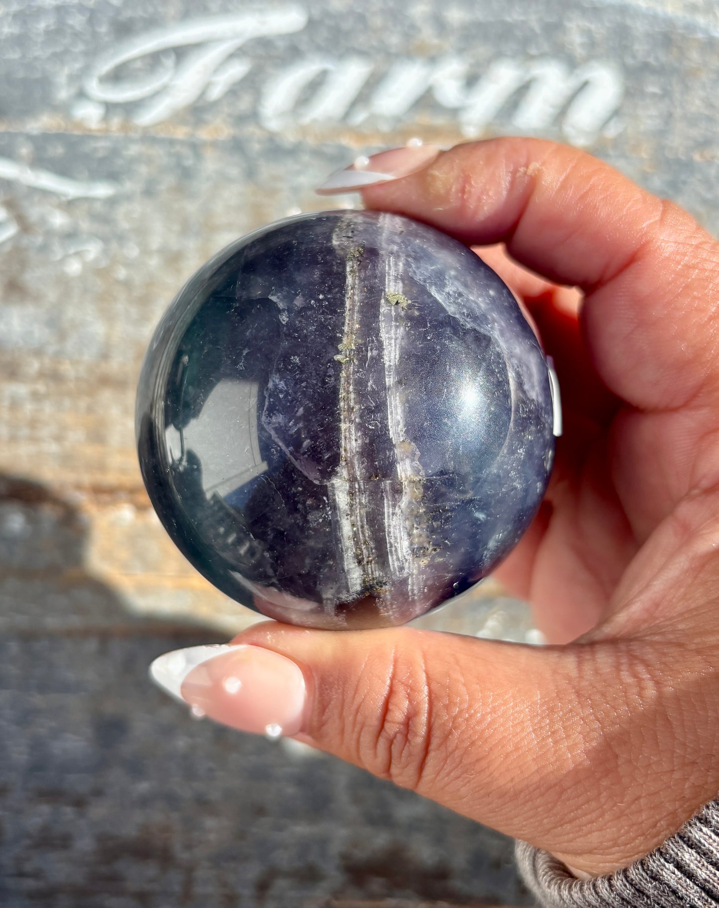 Gorgeous Blue Fluorite with Pyrite Sphere | Opt E