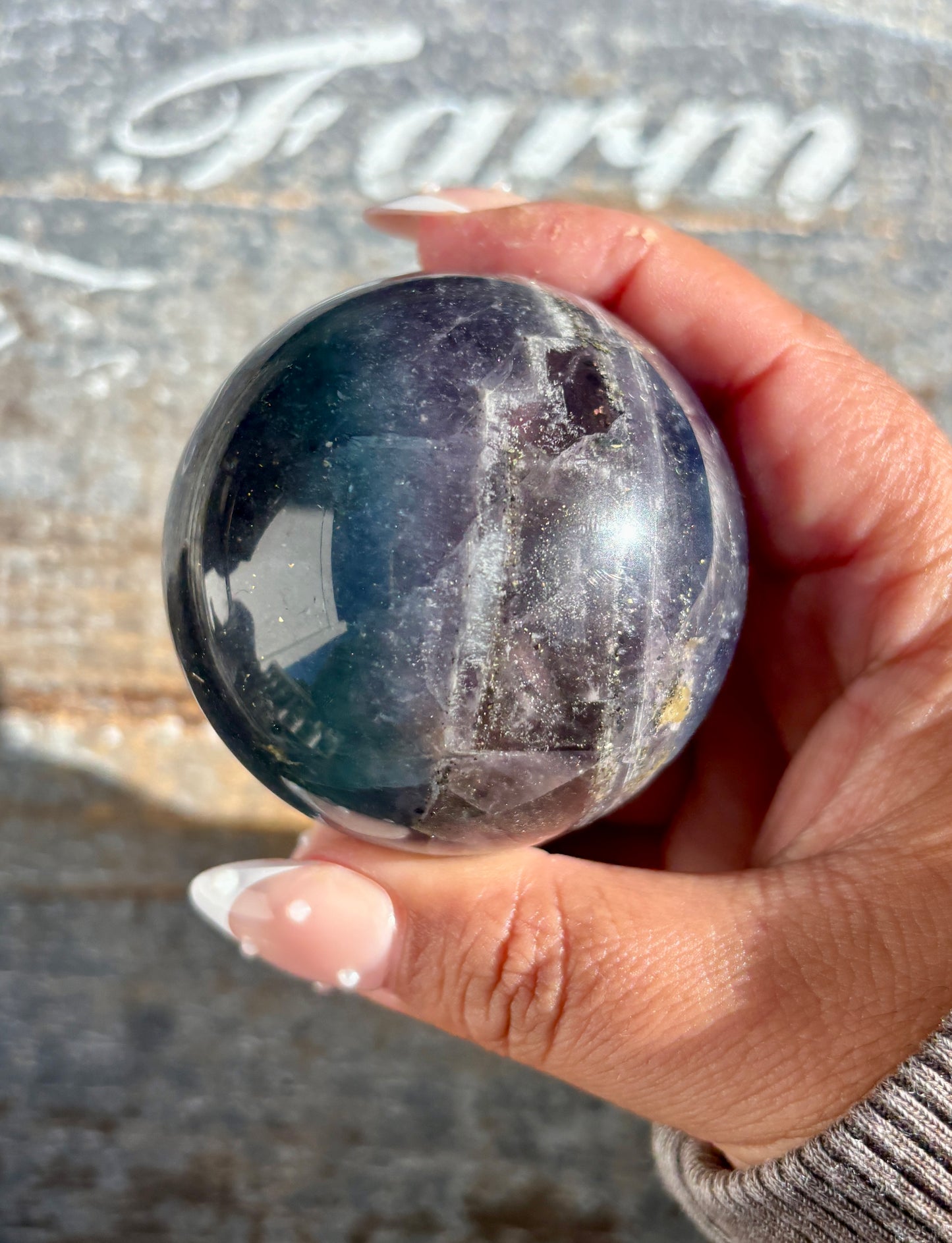 Gorgeous Blue Fluorite with Pyrite Sphere | Opt E