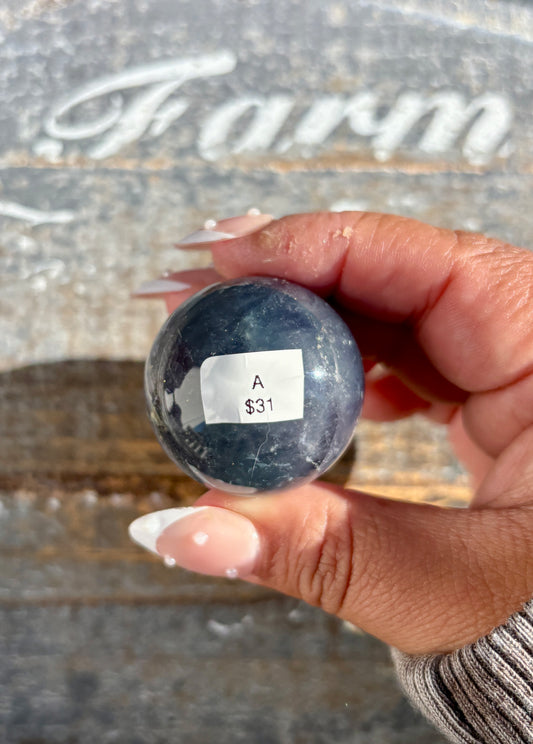 Gorgeous Blue Fluorite with Pyrite Sphere | Opt A