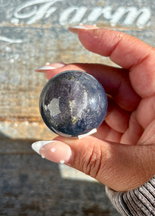 Gorgeous Blue Fluorite with Pyrite Sphere | Opt A
