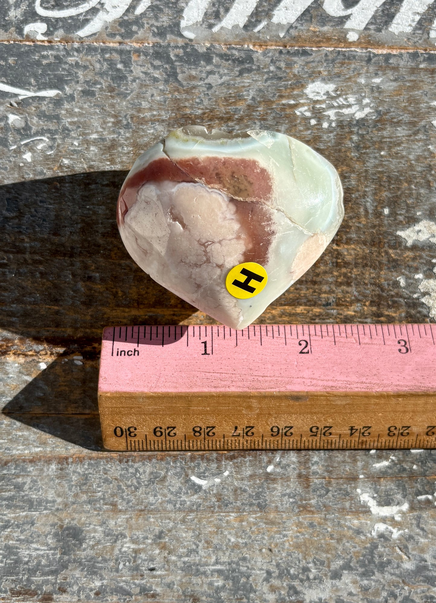 Gorgeous Green FLower Agate Heart from Madagascar | Opt H