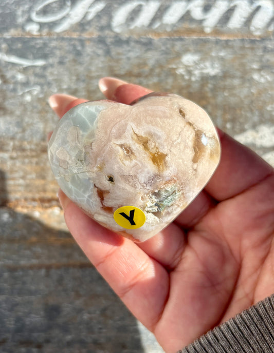 Gorgeous Green FLower Agate Heart from Madagascar | Opt Y