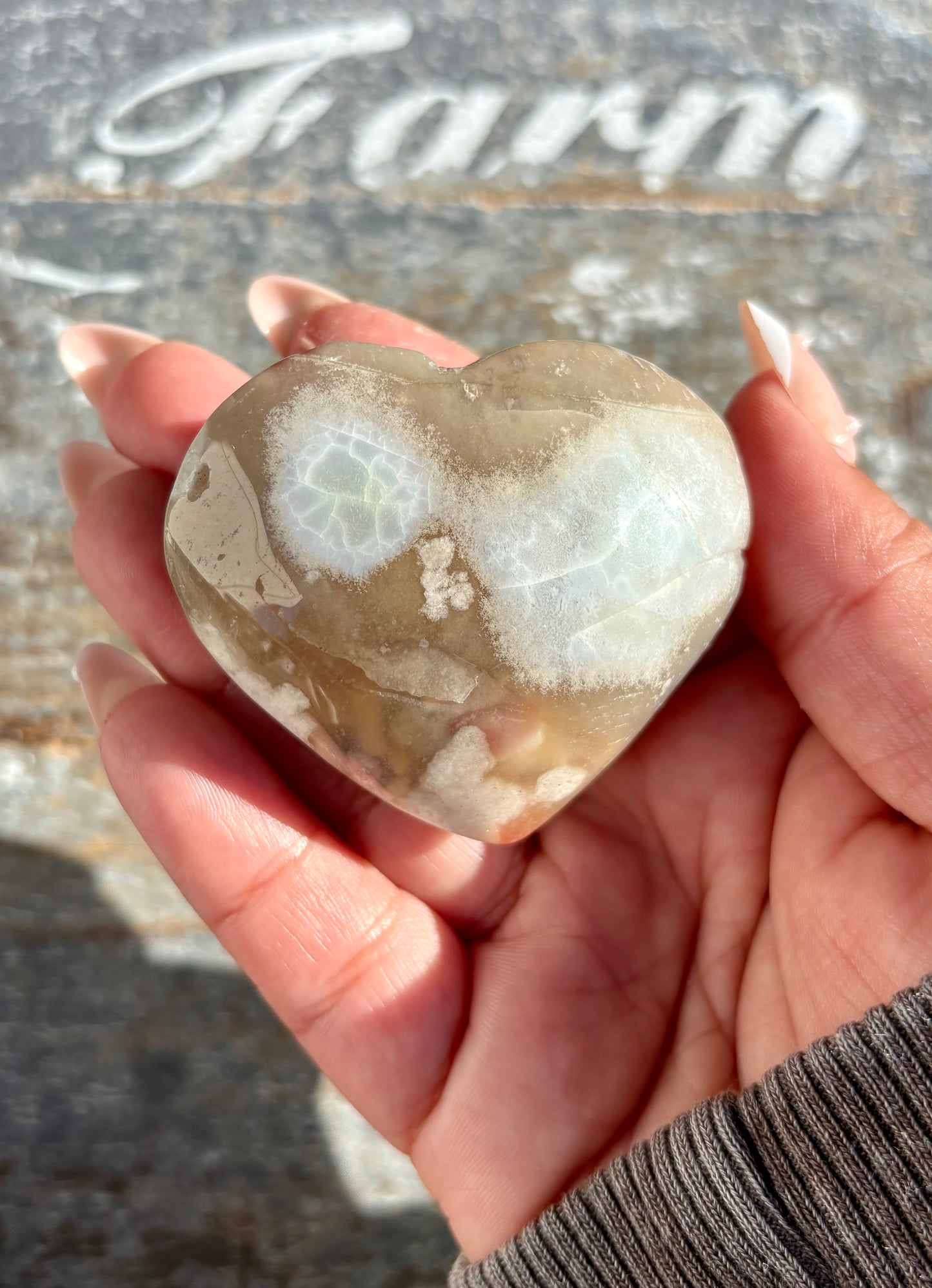 Gorgeous Green FLower Agate Heart from Madagascar | Opt Y