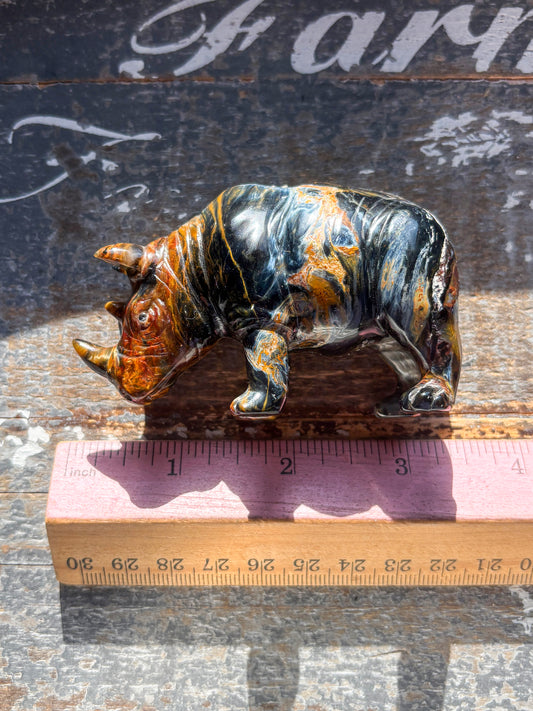 Unique Pietersite Hand Carved Rhino