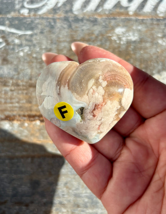 Gorgeous Green Flower Agate Heart from Madagascar | Opt F