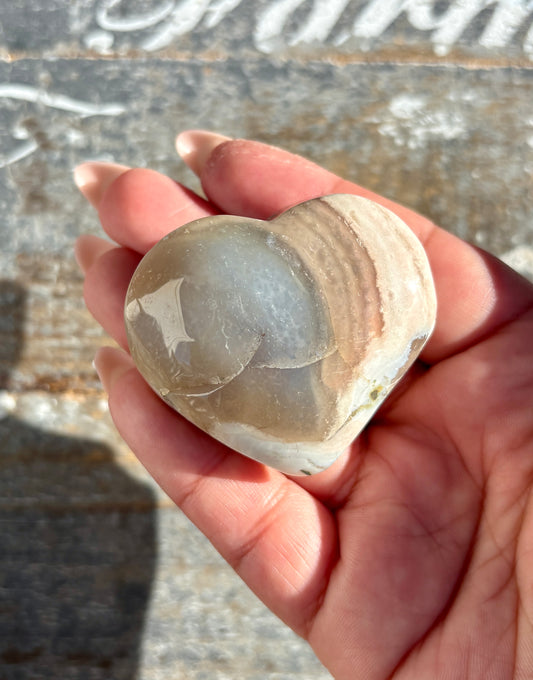 Gorgeous Green Flower Agate Heart from Madagascar | Opt F