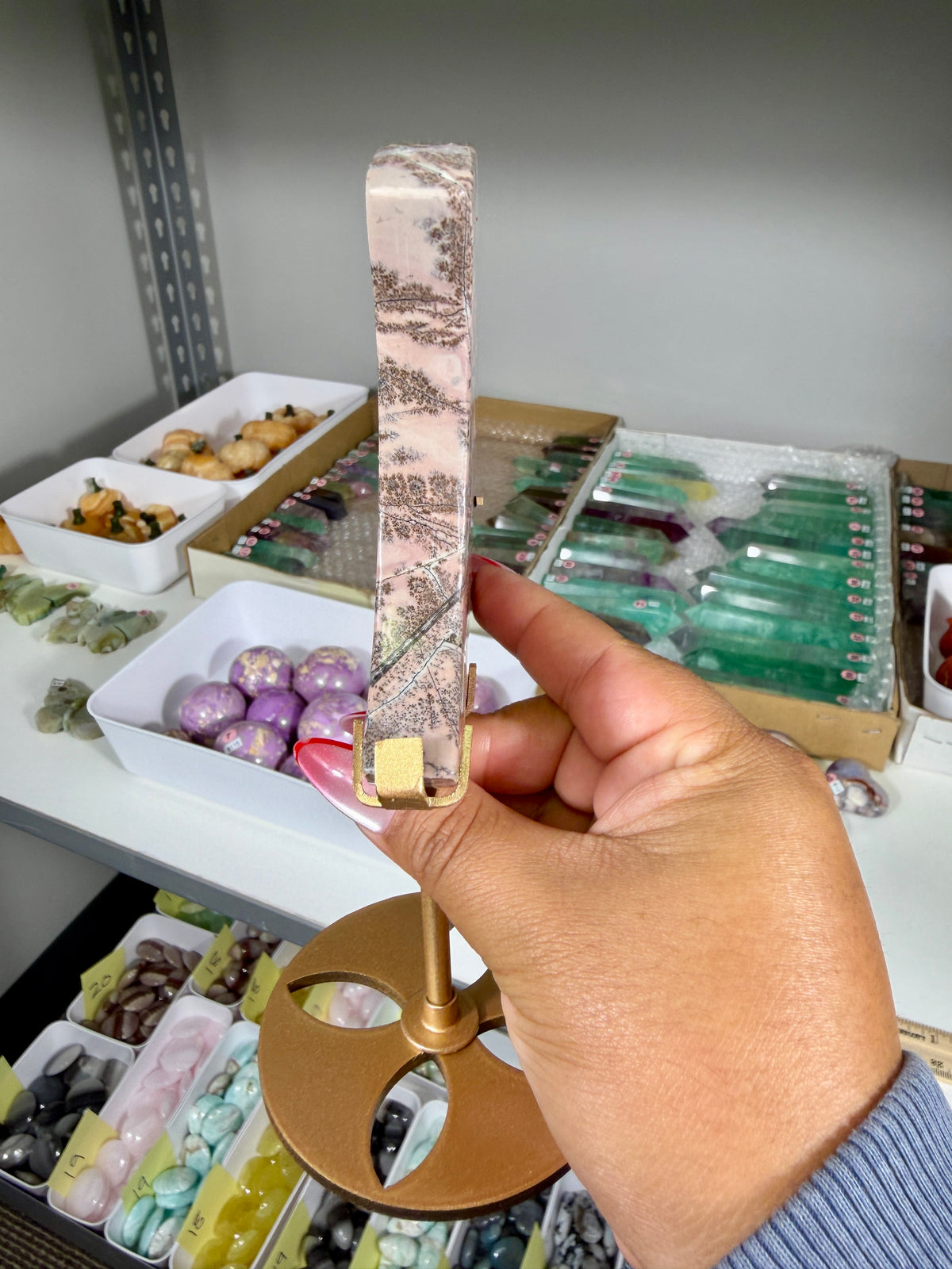 Gorgeous Picture Jasper Moon on Stand | Opt 22